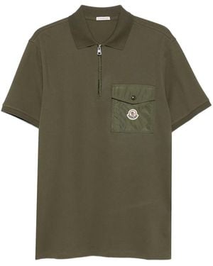 Moncler Piqué-Weave Cotton Polo Shirt - Green