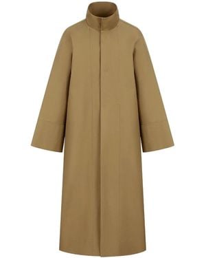 Shanghai Tang Stand-Up Collar Trench Coat - Natural