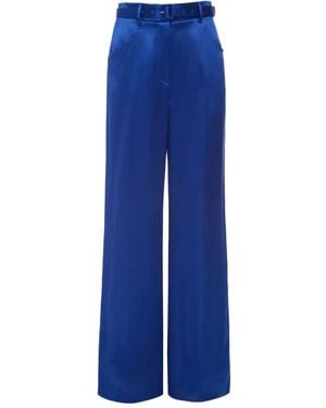 Gabriela Hearst Pantalones rectos con cinturón - Azul