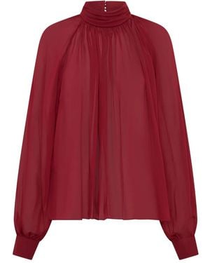 Nicholas Solene High-Neck Long-Sleeves Top - Red