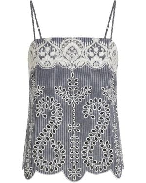 CHRISTY LYNN Marcy Embroidered Striped Top - Grey