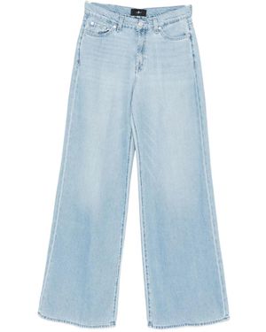 7 For All Mankind Buttoned Straight-Leg Jeans - Blue