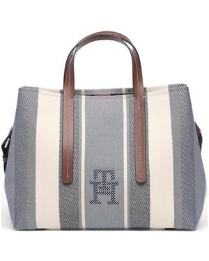 Tommy Hilfiger City Th Monogram Large Jacquard Satchel Tote Bag - Multicolor