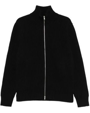 MM6 by Maison Margiela Ribbed-Knit Zip-Up Jumper - Black