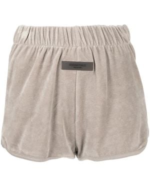 Fear Of God Logo-Patch Velour Shorts - Grey