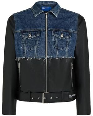 KARL LAGERFELD Panelled Raw-Cut Jacket - Blue