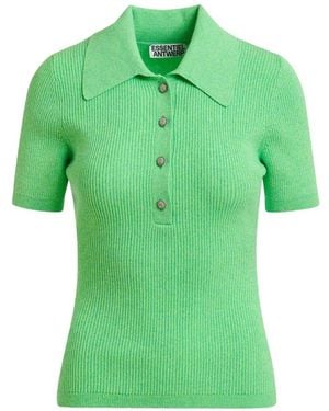Essentiel Antwerp Ribbed Polo Top - Green