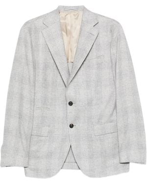 Eleventy Checked Single-Breasted Blazer - Grey