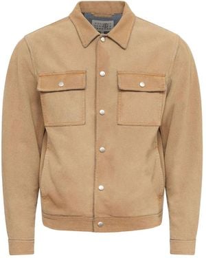 MM6 by Maison Margiela Suede Effect Denim Jacket - Natural