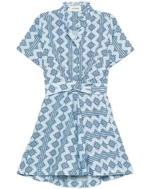VERANDAH Abito Corto Bawa Con Ruches - Blu
