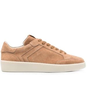 Canali Baskets En Daim À Lacets - Brown