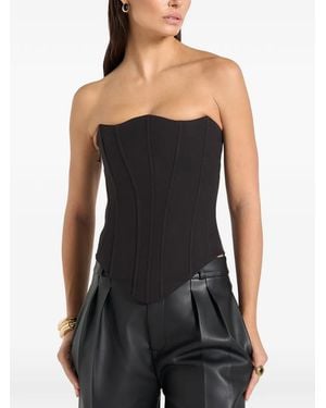 Manière De Voir Tailored Lace Up Corset - Black