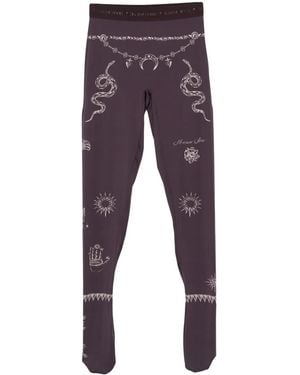 Marine Serre Tattoo-Printed Jersey Tights - Purple