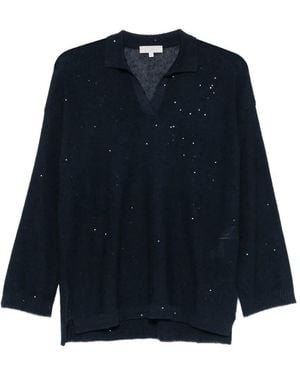 Antonelli Jersey Con Cuello En V Y Detalles - Azul