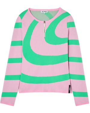 Sunnei Zip Striped Top - White
