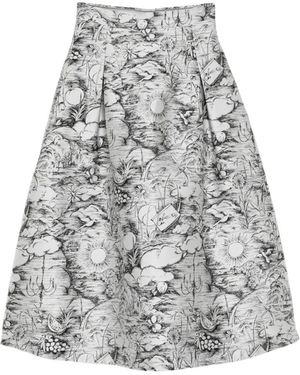 Shiatzy Chen Jacquard Midi Skirt - White