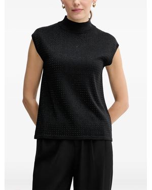 Joseph Ribkoff Sequin Mock-Neck Top - Black