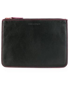 Comme des Garçons Contrast-Trim Leather Wallet - Black