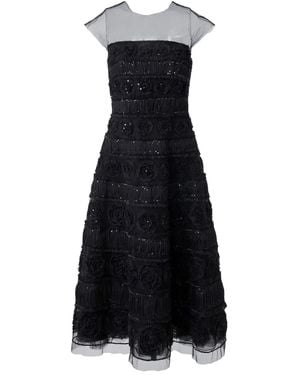 Carolina Herrera アップリケ ミディドレス - ブラック
