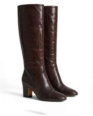 Alberta Ferretti Stivali Con Effetto Serpente - Marrone