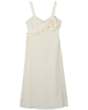 Simone Rocha Midi-Jurk Met Kanten Afwerking En Strikdetail - Wit