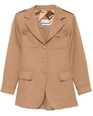 Max Mara Flap-Pocket Button-Fastening Jacket - Natural