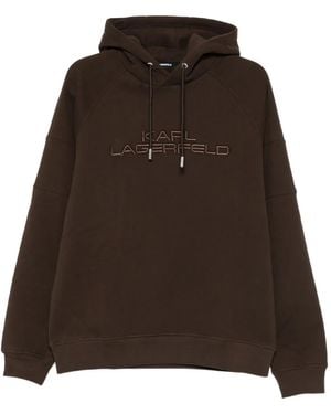 Karl Lagerfeld Logo-Embroidered Hoodie - Brown