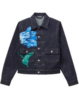 KENZO Tulip Pleated Denim Jacket - Blue