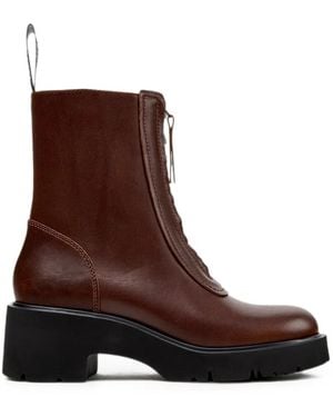 Camper Milah Zip-Front Ankle Boots - Brown