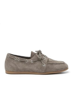 Peserico Suede Lace-Up Loafers - Grey