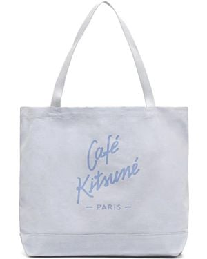 Café Kitsuné Shopper Mit Logo-Print - Weiß