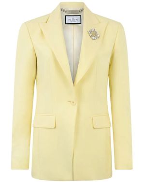 Philipp Plein Brooch-Detail Blazer - Yellow