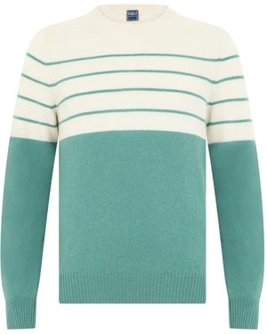 Fedeli Striped Cashmere Jumper - Blue