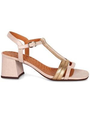 Chie Mihara Lizard-Effect Metallic-Trim Sandals - Pink