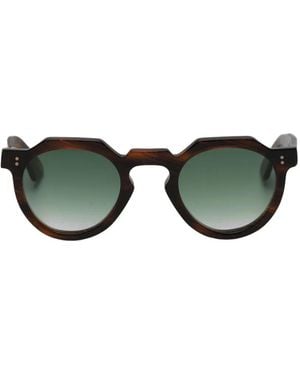 Lesca Crown Panto Geometric-Frame Sunglasses - Green