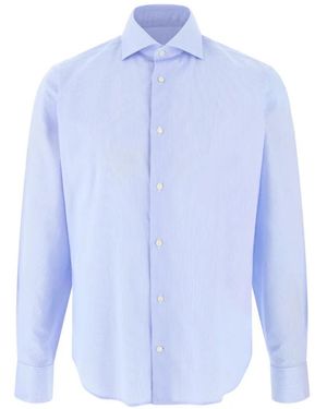 BOGGI Striped Cotton Twill Shirt Slim Fit - Blue