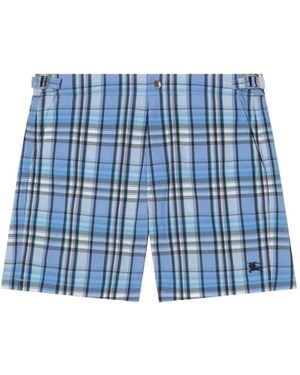 Burberry Check Seersucker Swim Shorts - Blue