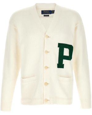 Polo Ralph Lauren Letter-Intarsia Knitted Cardigan - White