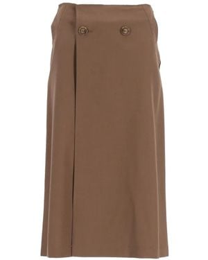 MM6 by Maison Margiela Button-Detail Midi Skirt - Brown