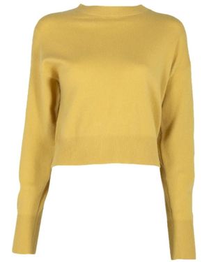 LeKasha Menorca Cropped Round-Neck Sweater - Yellow