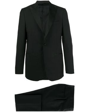 Dell'Oglio Fitted Tuxedo Suit - Black