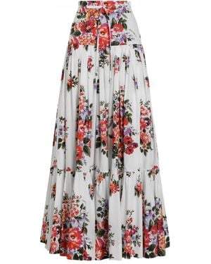 Dolce & Gabbana Floral Drawstring Skirt - White