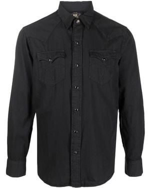 RRL Heritage Front Press-Stud Fastening Shirt - Black