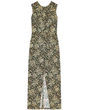 Dries Van Noten Floral-Print Slitted Dress - Green