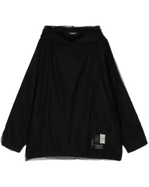 Undercover Tulle-Paneled Cotton Sweatshirt - Black