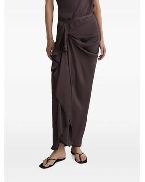 Bondi Born Ardea Draped Hammered-Satin Maxi Skirt - Brown