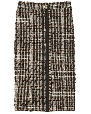Twinset Jupe Mi-Longue Myfo À Boutons En Tweed - Black