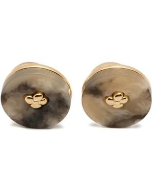 Lardini Flower-Detail Round Cufflinks - White