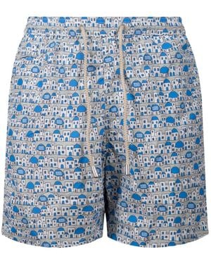 MC2 Saint Barth Graphic-Print Drawstring Swim Shorts - Blue