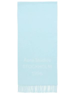 Acne Studios Logo-Intarsia Fringed Scarf - Blue